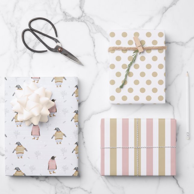 Pingüino en sudaderas envuelto de papel de 3 (Anverso)