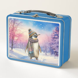 Pingüino en un paisaje nevado Feliz Navidad