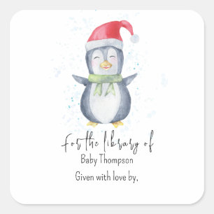 Pingüino - etiqueta de libro para baby shower