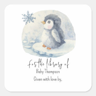 Pingüino - etiqueta de libro para baby shower