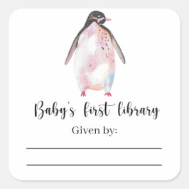 Pingüino - Etiqueta para libro de Baby Shower, lib