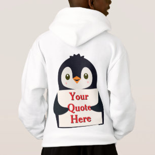 Pingüino feliz sosteniendo un cartel para personal