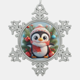 Pingüino Festivo Decorado Con Adornos Navideños