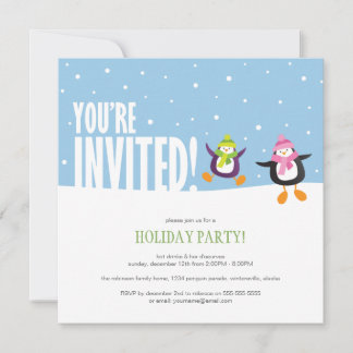 Pingüino festivo| Invitación para fiestas de vacac
