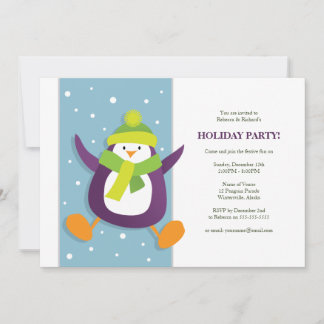 Pingüino festivo| Invitación para fiestas de vacac