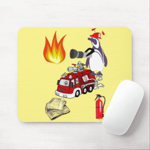 Pingüino Fireman Mouse Pad! Alfombrilla de ratón