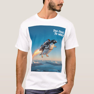 Pingüino gracioso con una camiseta de Jetpack