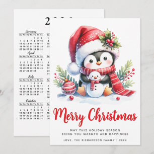 Pinguino Lindo Blanco y Rojo Feliz Navidad