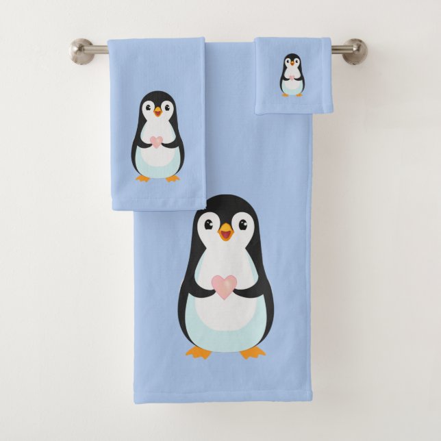 Pingüino lindo con el corazón azul claro (In situ)