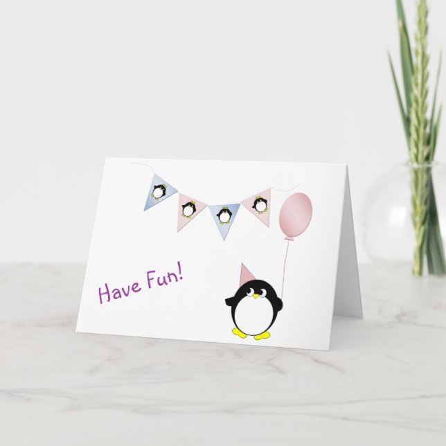 Pingüino lindo con la tarjeta de felicitación del (Anverso)