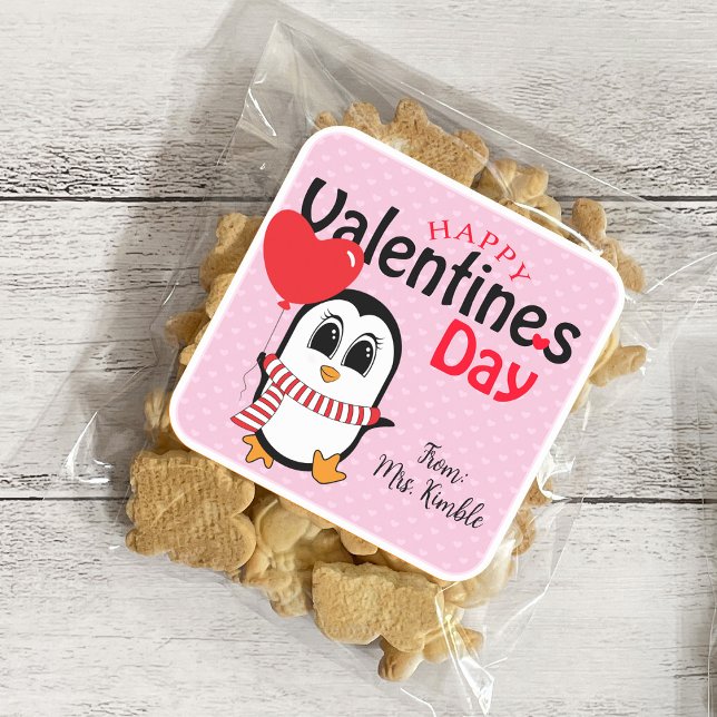 Pingüino lindo con Pegatina de Valentín con globo (Subido por el creador)