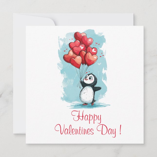 pingüino lindo en el amor de el día de San Valentí (Anverso)