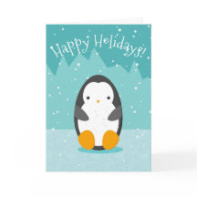 Pingüino lindo en hielo Navidad de invierno azul