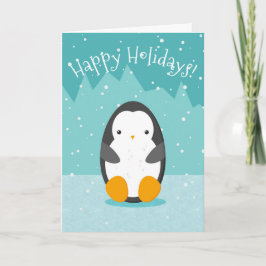 Pingüino lindo en hielo Navidad de invierno azul