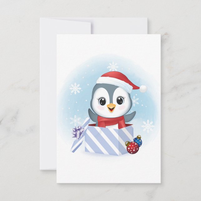 Pingüino lindo en la temporada de Navidades de caj (Anverso)