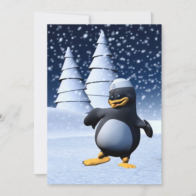 Pingüino Marinero Divertido Bailando (Anverso)