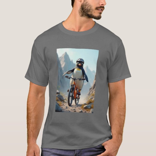 Pingüino montando una camiseta de bicicleta (Anverso)