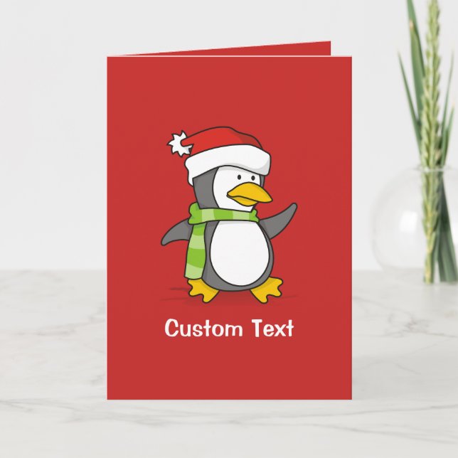 Pingüino navidad caminando sobre la nieve (Anverso)