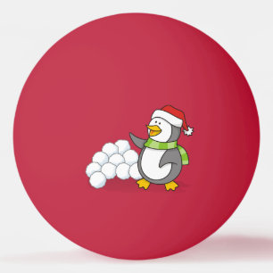 Pingüino navidad con bolas de nieve ondeando