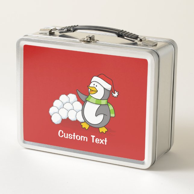 Pingüino navidad con bolas de nieve ondeando (Anverso)