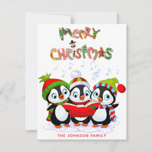 Pingüino navidad Con Tarjeta De Vacaciones Santa C