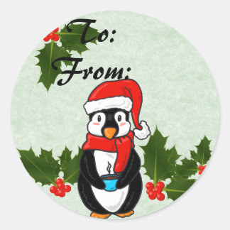 Pingüino navidad de ida y vuelta a Pegatinas
