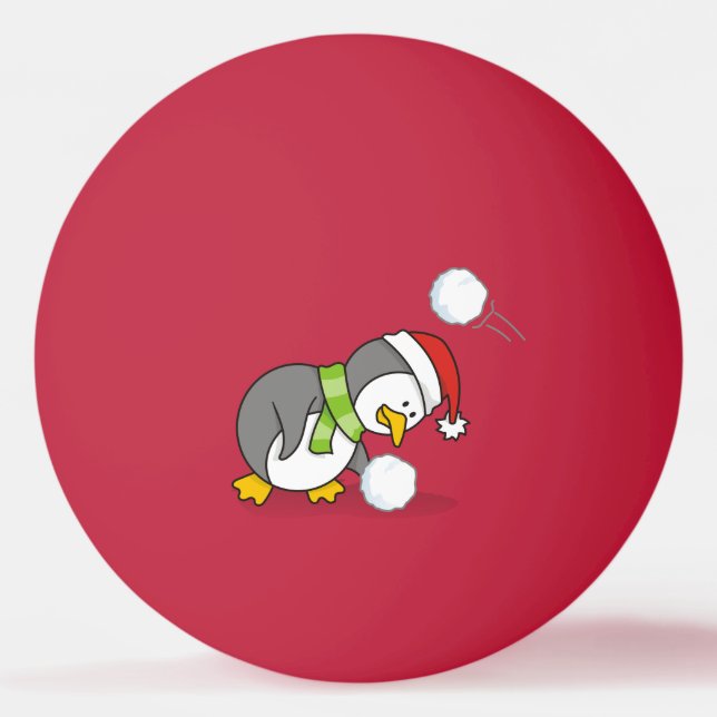 Pingüino navidad recibiendo bola de nieve (Anverso)
