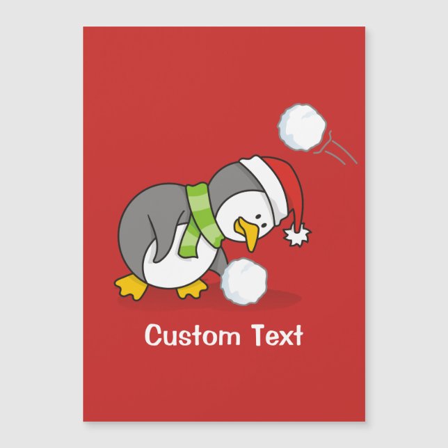 Pingüino navidad recibiendo bola de nieve (Anverso)