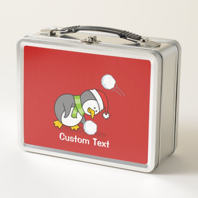 Pingüino navidad recibiendo bola de nieve (Anverso)