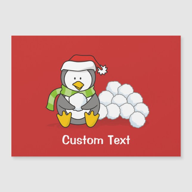 Pingüino navidad sentado con bolas de nieve (Anverso)