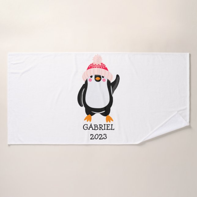 Pingüino Navidades burdos y personalizados en Gorr (Toalla de baño)