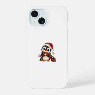 Pingüino Navideño Adorable con Gorro de Santa