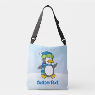 Pingüino pequeño caminando en bolsa de travesía de
