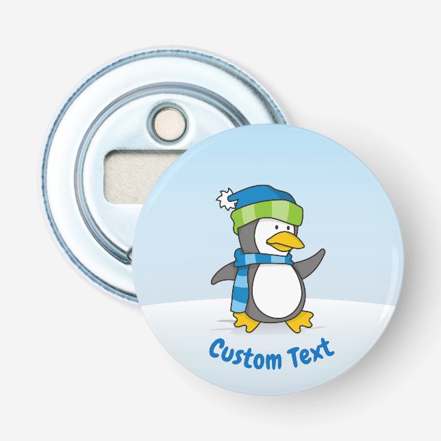 Pingüino pequeño caminando sobre el abridor de bot (Anverso)