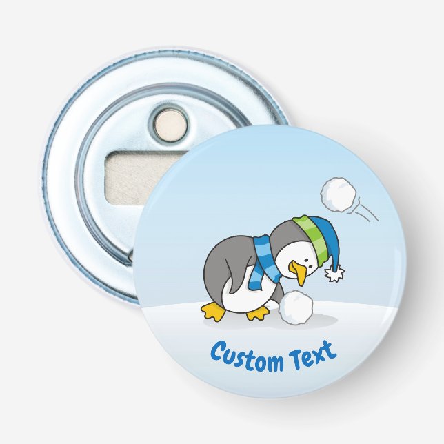 Pingüino pequeño recibiendo el abridor de una bote (Anverso)