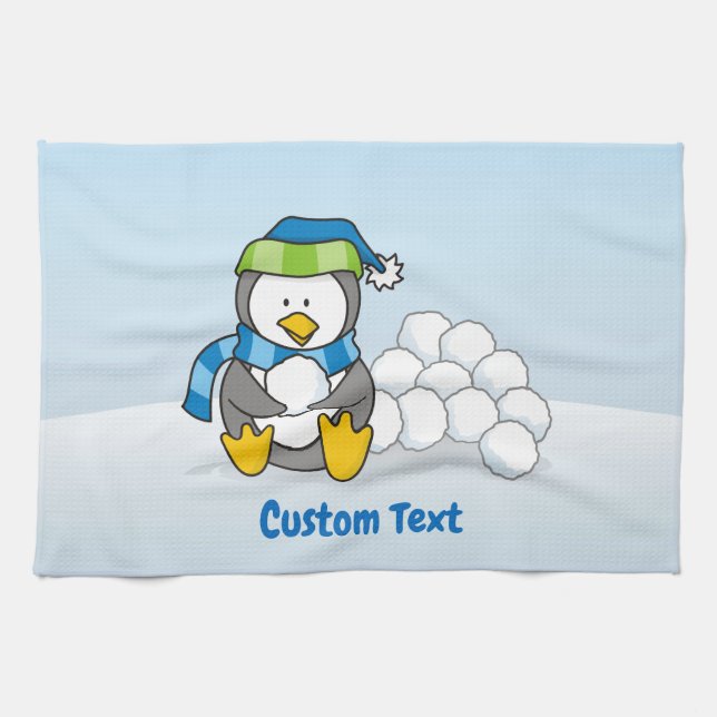 Pingüino pequeño sentado con toalla de cocina de b (Horizontal)