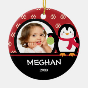 Pingüino personalizado chica del ornamento del