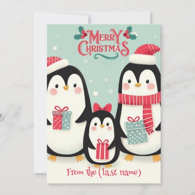 Pingüino personalizado Feliz Navidad (Anverso)