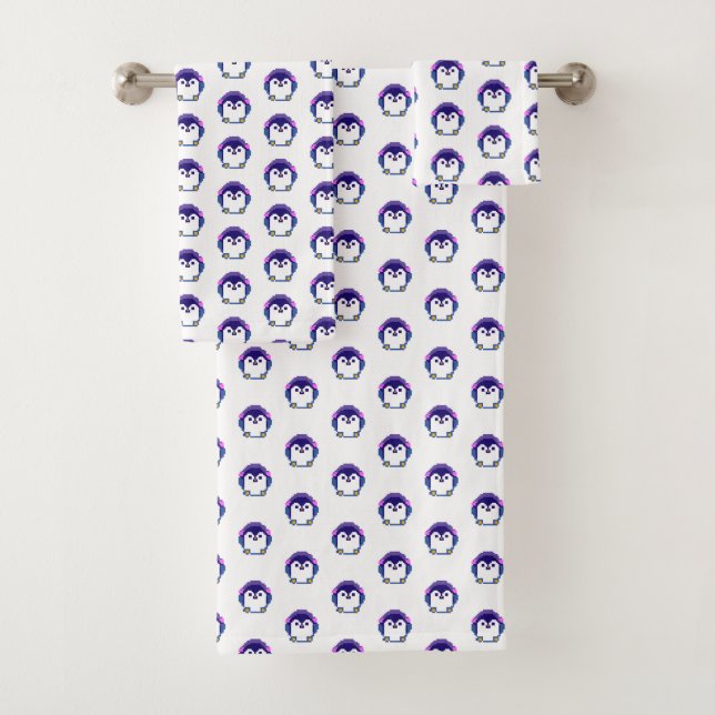 Pingüino pixelado lindo almohada de lanzamiento de (In situ)