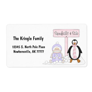 Pingüino Púrpura Para Etiqueta De Dirección De Ven