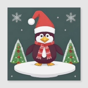 Pingüino Rojo Festivo con Gorro de Santa