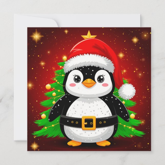🐧 Pingüino Santa Claus Árbol de Navidad Diversión (Anverso)