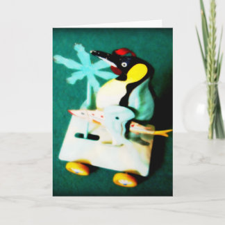Pingüino • Tarjeta de felicitación del navidad