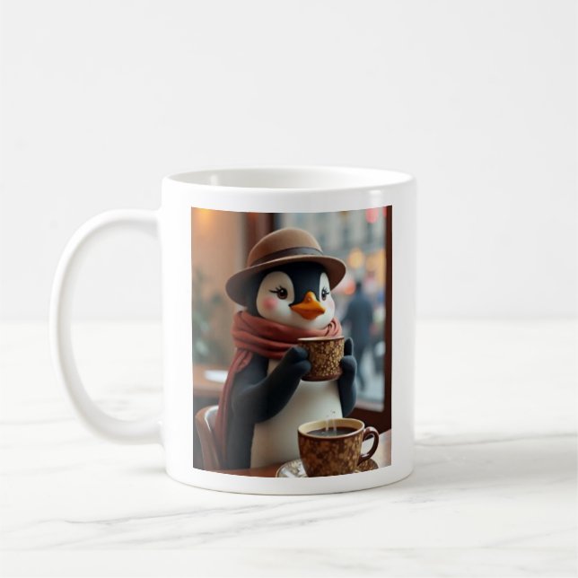 Pingüino tomando una taza de tazón de café (Izquierda)