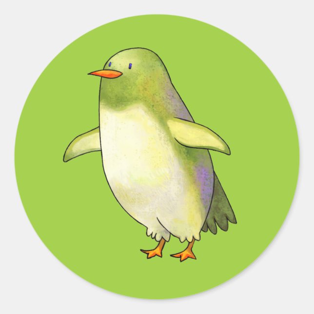 Pingüino Verde Pegatinas pequeños (Anverso)