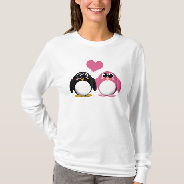 Pingüinos adorables en amor - camisa (Anverso)