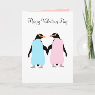 Pingüinos , Aves de Amor, Tarjeta Día de San Valen