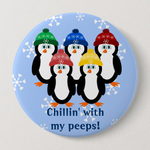 Pingüinos Chillin con mi botón del invierno de l