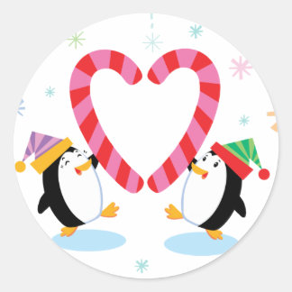 Pingüinos con Pegatinas de canes de candía en form