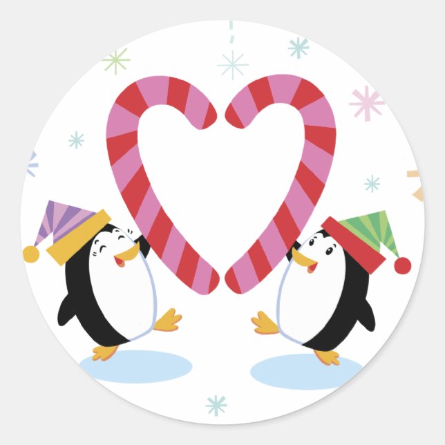 Pingüinos con Pegatinas de canes de candía en form (Anverso)